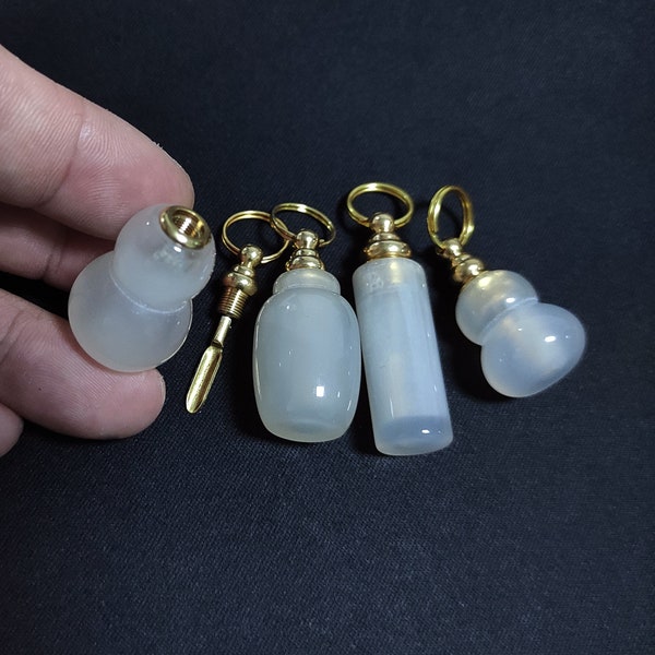 Natural agate necklace pendant mini spoon set,Mini perfume bottle, Perfume vial spoon,Mini spoon bottle pendant