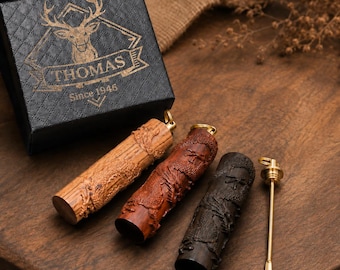 Hand carved wooden dragon vial pendant mini spoon bottle personalized gift box vintage wood keychain charm handmade keepsake gift