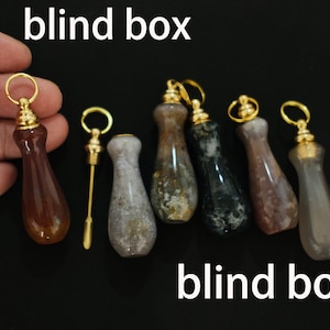 Randomized blind box--Agate bottle vial spoon,Mini bottle spoon necklace,Agate pendant