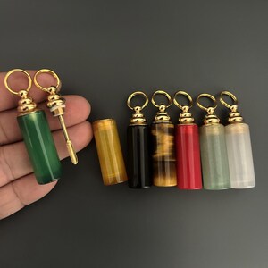 Pendentif multicolore en agate naturelle, ensemble de mini cuillères, mini flacon de parfum, cuillère pour flacon de parfum, pendentif porte-clés