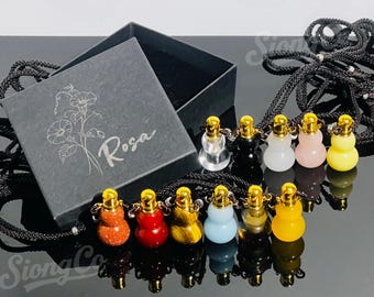 Personalized birth flower engraved gift box set, custom name keepsake box with agate bottle pendant, hand assembled gift for her