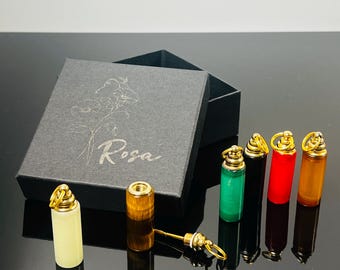 天然瑪瑙のマルチカラーミニ香水瓶ペンダントネックレスキーチェーン、パーソナライズされた誕生花ギフトボックス付き