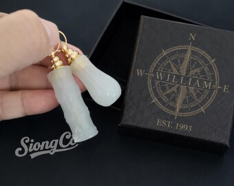 Hand Polished Natural Agate Pendant, Mini Vial Bottle Charm, Bamboo Shape Keepsake Jewelry, Custom Gift Box