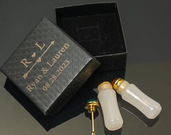 Mini White Stone Keepsake Bottle With Spoon Custom Engraved Gift Box Birth Flower Vial Memorial Gift Idea