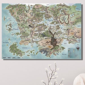 Dungeons and Dragons Ready To Hang Canvas,Dungeons and Dragons Poster,Forgotten Realms Map,Map of Fearun Poster,Game Room Wall Art,Wall Art