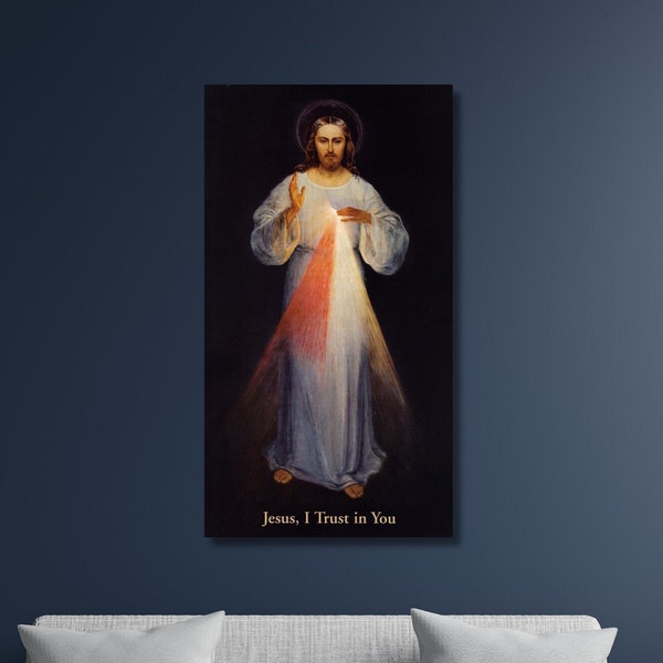 Canvas Wall Art, Jesus Divine Mercy I Trust In You, Poster Prints, Home Hanging Picture Decor, Jesus Painting, Jesus Print, Jesus Art Poster