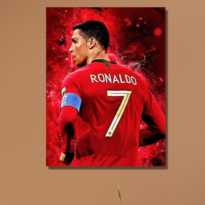 Cristiano Ronaldo Ready To Hang Canvas,Ronaldo Poster,Ronaldo in Portugal Jersey,Gift for the Home,Boy Room Decor,Gym Canvas,Christmas Decor
