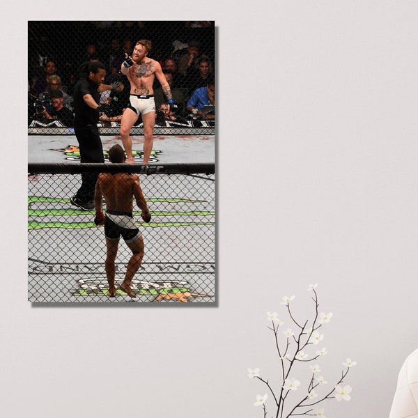 Conor McGregor vs Chad Mendes Ready To Hang Canvas,UFC MMA Wall Decor,Sports Art Canvas,Bedroom Wall Decor, Sports Bar,Connor McGregor 2015