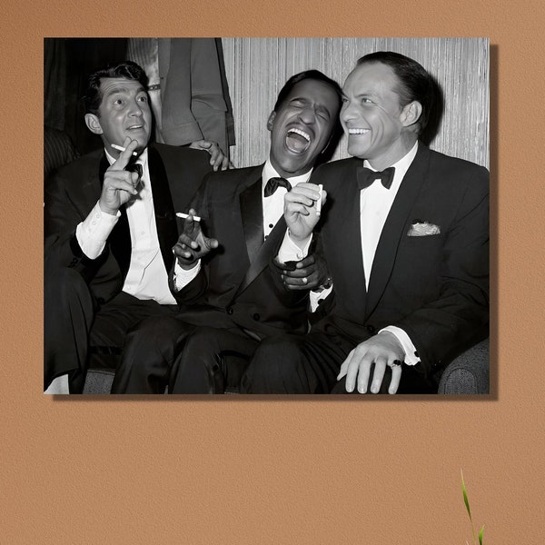 The Rat Pack Ready To Hang Canvas,The Rat Pack Canvas Art, Frank Sinatra, Dean Martin, Sammy Davis Jr and Peter Lawford Poster,The Rat Pack