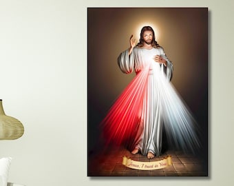 Canvas Wall Art, Jesus Divine Mercy I Trust In You, Poster Prints, Home Hanging Picture Decor, Jesus Painting, Jesus Print, Jesus Art Poster