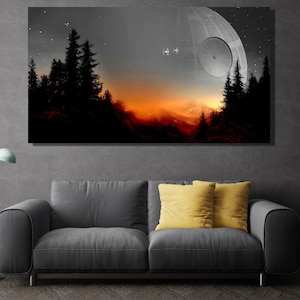 Starwars Canvas, Starwars Death Star Canvas Wall Art,Star Wars Poster Print Art,Return Of The Jedi Star Wars Landscape,Star Wars Wall Decor