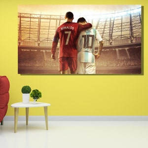 Lionel Messi Cristiano Ronaldo, Fitnessstudio gedruckt, berühmte Leinwand Kunst, Messi Kunstwerk, Sport Poster, Lionel Messi Poster, Ronaldo Wanddekor Druck