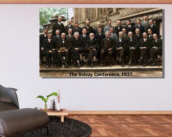 The Solvay Conference 1927 Canvas Wall Art Design, Fifth Solvay International Conference Poster, Physics Poster, Chemistry Poster,1927 Print