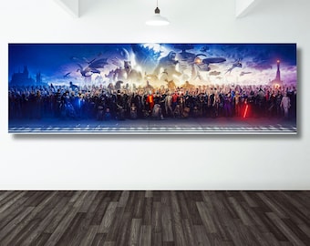 150 Movie Blockbuster Characters Panorama Canvas Wall Art wall art New Superhero&#39;s, Movie pano on canvas,Eye Catcher Panorama Movie Fan Gift