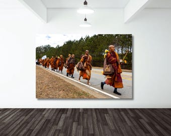Buddhist Monks Canvas Print – Walk for Peace, Spiritual Wall Art