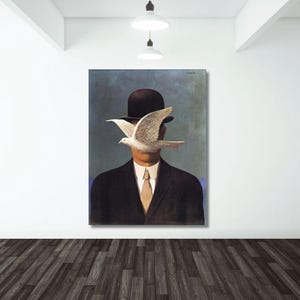 ルネ・マグリット 山高帽の男 キャンバス、ルネ・マグリット ポスター ウォールアート、ルネ・マグリット アートワーク ウォールアート、ルネ・マグリット ポスター、すぐに掛けられます