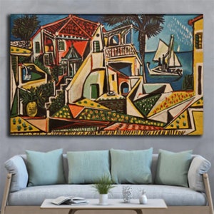 Pablo Picasso Mediterranean Landscape Canvas Wall Art, Classical Art, Modern Fine Art Print Home Decor Wall Art, Living Room Canvas PrintArt