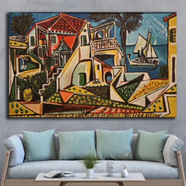 Pablo Picasso Paisaje mediterráneo lienzo arte de la pared, arte clásico, impresión de bellas artes modernas decoración del hogar arte de la pared, sala de estar lienzo printart