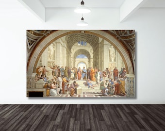 Arte mural de la Escuela de Atenas, Rafael Sanzio, Lienzo de la Escuela de Atenas, Lienzo gigante para decoración del hogar, Arte de Rafael