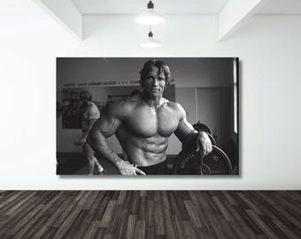 Arnold Schwarzenegger Bodybuilding Canvas Poster, Gym Decor