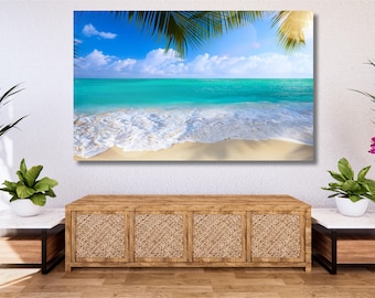 Tropical Beach Canvas Print, Ocean Wall Art, Coastal Home Decor