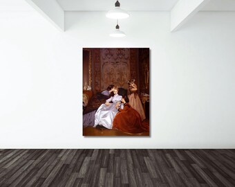 オーギュスト・トゥールムーシュ作「The Reluctant Bride」プリント、ビクトリア朝のラブストーリーアートプリント、エレガントな絵画、ロマンチックな装飾、印刷可能なデジタルダウンロード