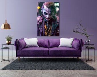 Joker Heath Ledger Canvas, Ready To Hang Comic Wall Art