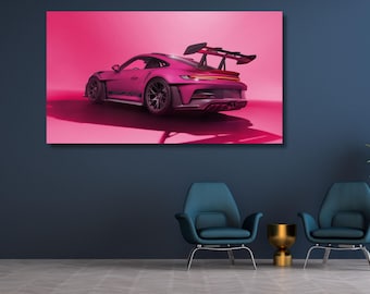 Pink Porsche 911 GT3 RS Canvas Wall Art