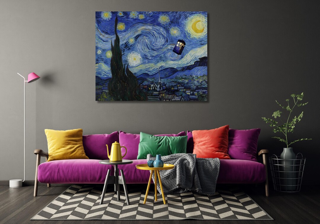 Dr Who Tardis Canvas Print - Starry Night Inspired Wall Art - Etsy
