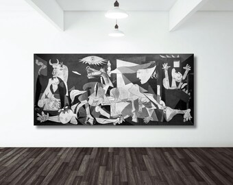 ピカソ「ゲルニカ」キャンバスアート、有名な絵画の複製、すぐに掛け