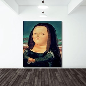 Mona Lisa von Fernando Botero Wandkunst, Botero Kunst, riesige Leinwand Wohnkultur, Mona Lisa Fun Art, Fernando Botero Wandkunst, Fette Mona Lisa Leinwandkunst