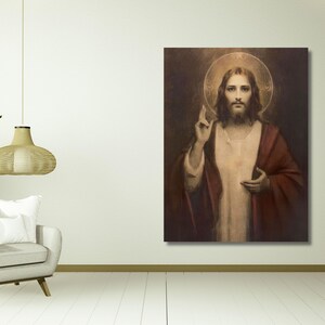 Heilig hart van Jezus klaar om op te hangen canvas, touchdown jezus poster print kunst heilige Jezus voetbal man grot vechten Ierse bar slaapzaal cadeau