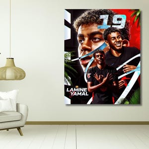 Lamine Yamal Poster, Lamine Yamal Ready to Hang Canvas Wall Art / Barcelona Poster / Football Fan Gifts / Extra Large Wall Art Spain Poster