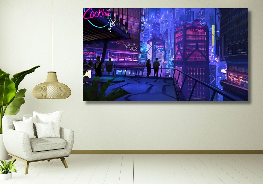 Cyberpunk Art Canvas, Home Decor Wall Art, Large Canvas, Futuristic ...