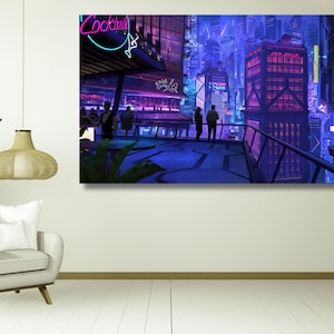 Cyberpunk Art Canvas, Home Decor Wall Art, Large Canvas, Futuristic Street Canvas, Cyberpunk, Canvas Print, Game Canvas,Cyberpunk Poster Art