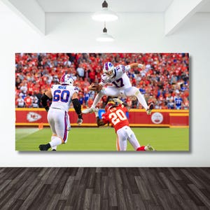 Josh Allen Ready To Hang Canvas,Buffalo Bills Poster, Bills Print Premium Wall Art Artwork Print Decor,Great Gift for Man Cave,Buffalo Bills