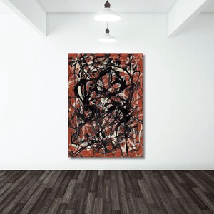 Jackson Pollock canvas art large red canvas art original abstract painting on canvas contemporary wall art Red Jackson Pollock Style Art