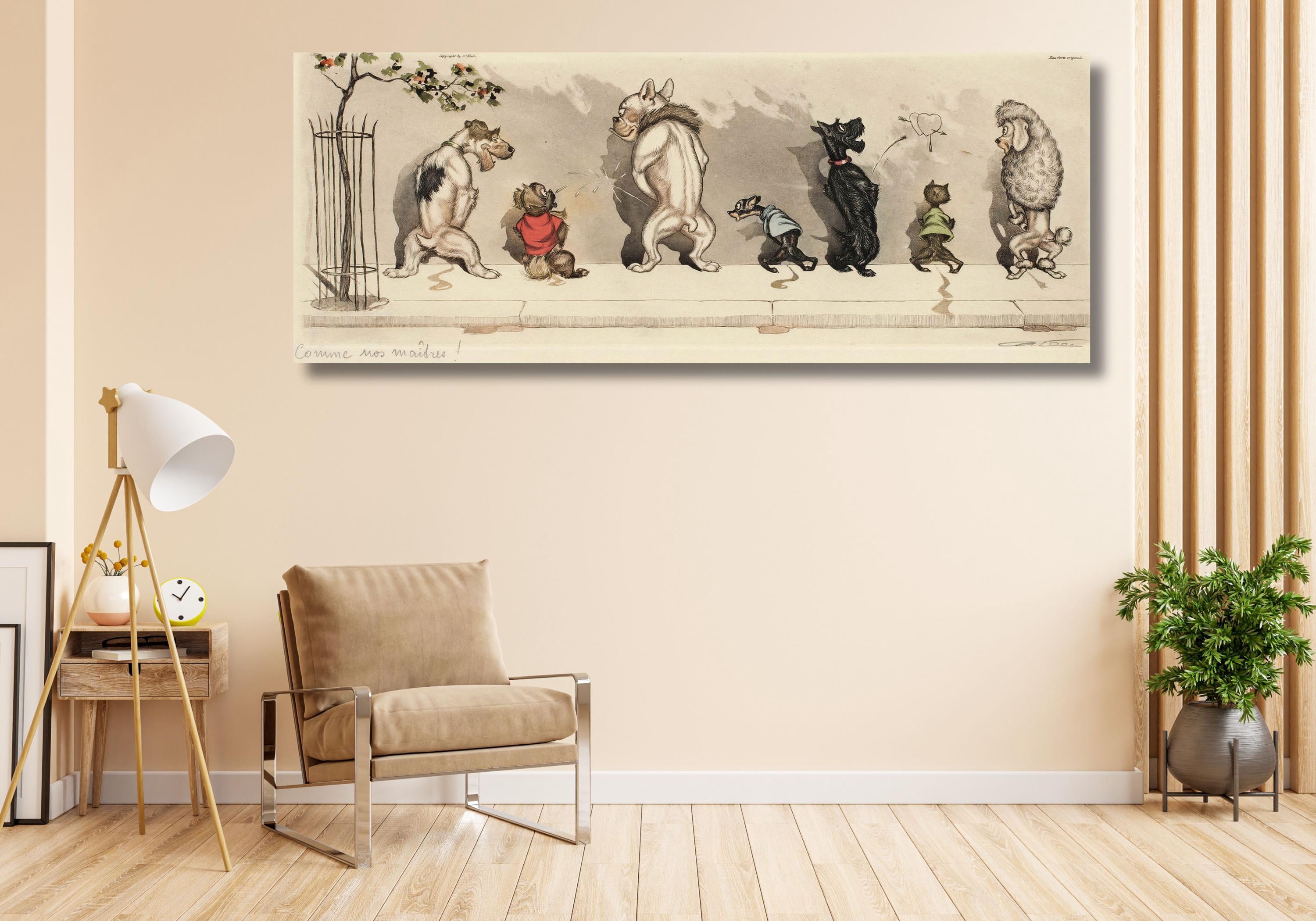 VINTAGE BORIS O'KLEIN DIRTY DOGS OF PARIS PRINT C'EST
