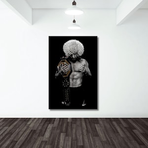 Khabib Nurmagomedov Poster UFC Wall Art Khabib Nurmagomedov Canvas Wall Art Frame MMA,Khabib Nurmagomedov Art Print,Ready to Hang