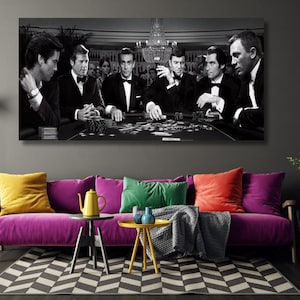James Bond Poker Game Ready To Hang Canvas,James Bond Poker Game Poster,James Bond Canvas Print Art,Man Cave Decor,Movie Poster,James Bond