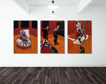 フランシス・ベーコン作「磔刑のための三つの習作」三連祭壇画 手描き
