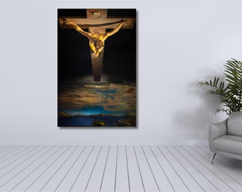 Arte mural en lienzo del Cristo de San Juan de la Cruz de Salvador Dalí
