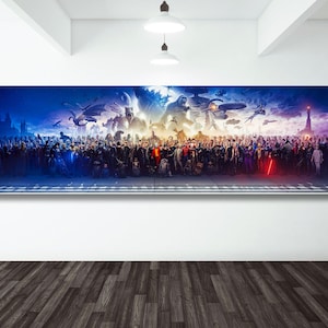 Movie Blockbuster Characters Panorama Canvas Wall Art