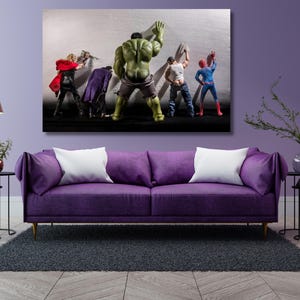 Avengers Movie Toilet Superheroes Canvas Wall Art,Superheroes Wall Art,Kids Room Wall Art,Avengers Wall Art,Movie Toilet Ready To Hang Print