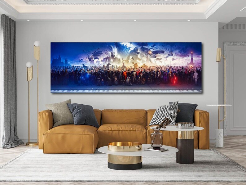 150 Movie Blockbuster Characters Panorama Canvas Wall Art Wall Art New