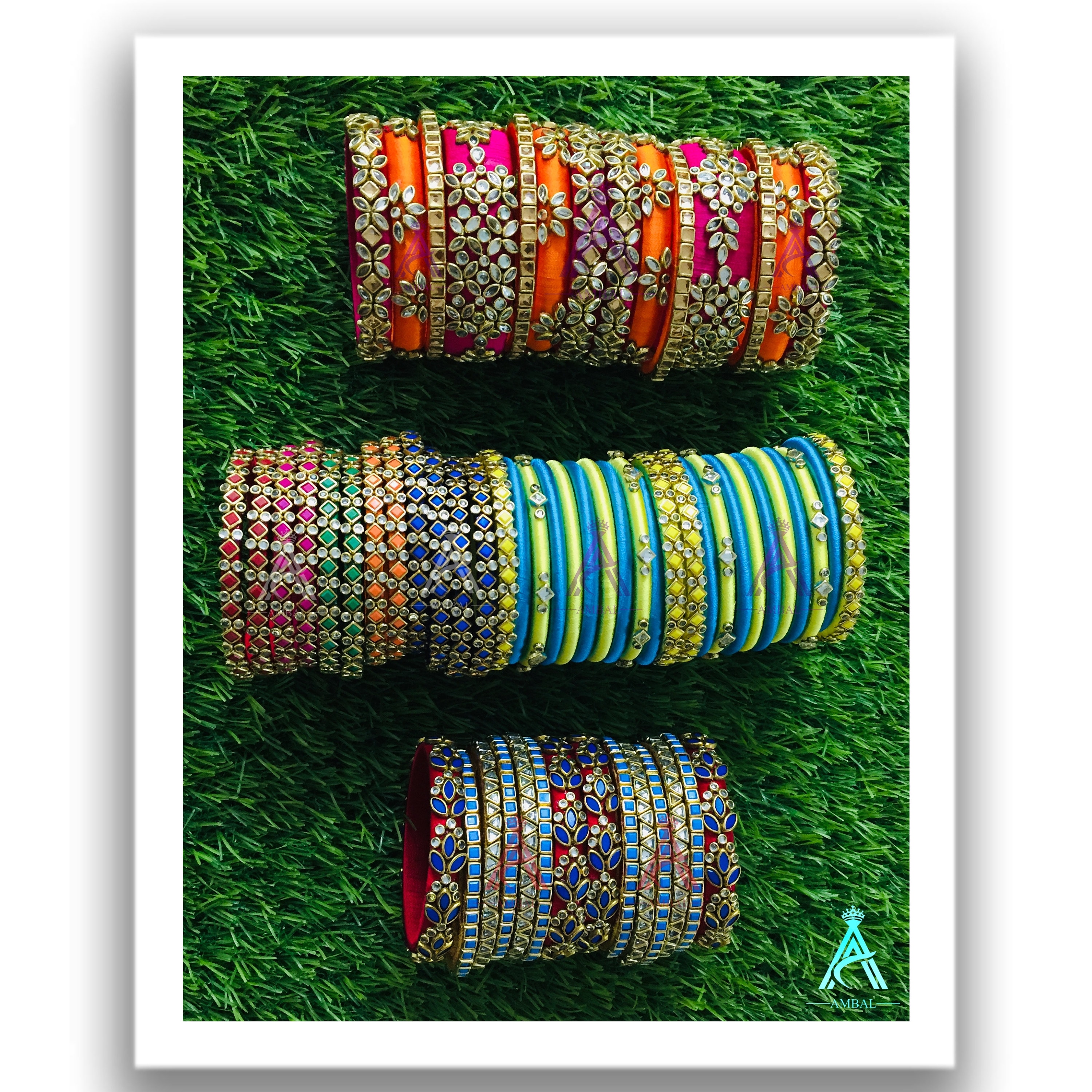 Multi colour thread sale bangles