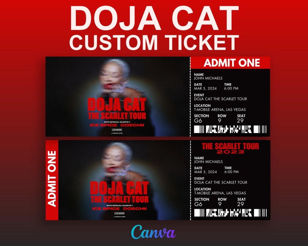 Editable Doja Cat Concert Ticket the Scarlet Tour 2023 Doja - Etsy