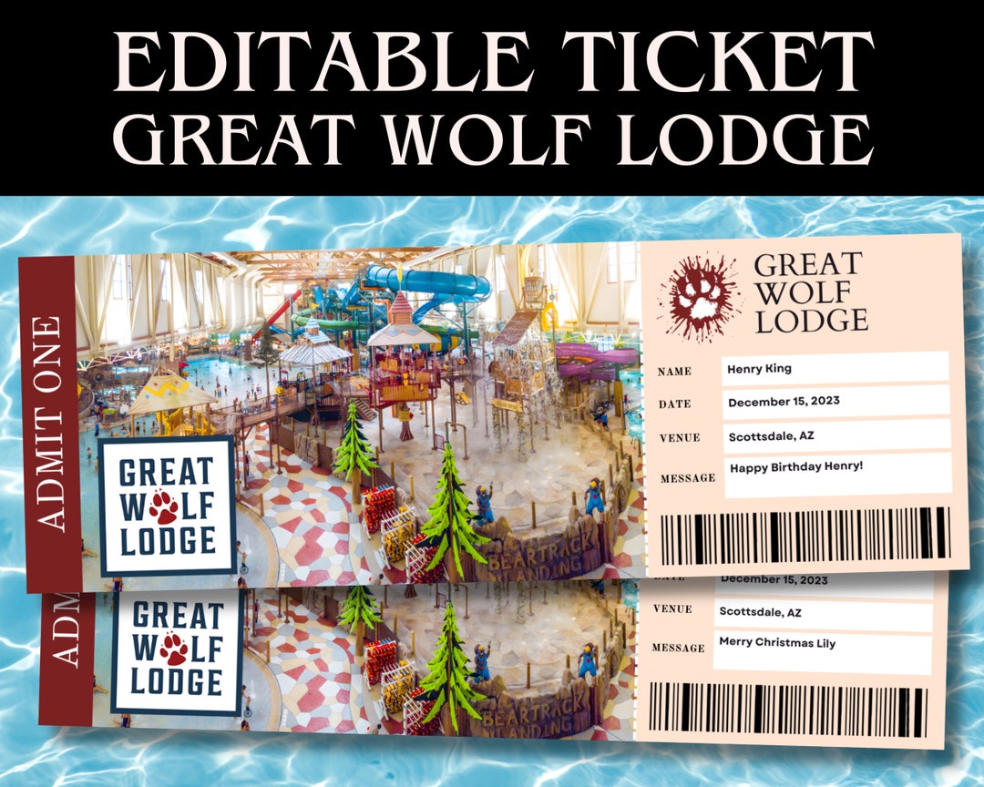 Great Wolf Lodge Ticket Great Wolf Lodge Printable Ticket Template Great Wolf Lodge Ticket Great Wolf Lodge Printable Ticket Template