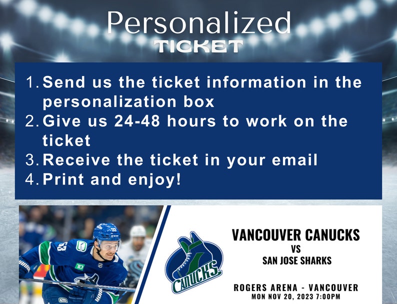 Custom Hockey Ticket NHL Tickets Surprise Gift Hockey - Etsy Canada