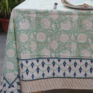 Indian Cotton Block Print Tablecloth Rectangle/Square/Round Table Cloths With Runner/Napkins/Placemat Boho Party Table Cover Gift For Her.